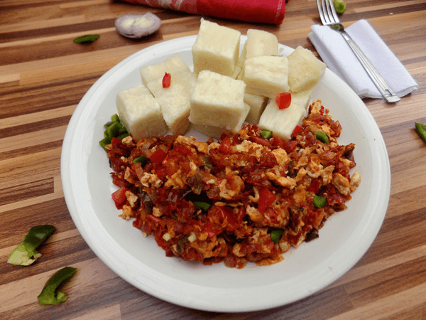 Boiled Yam with Egg Sauce